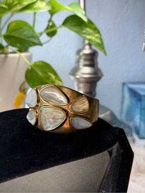 Kendra Scott Gold Cuff Bracelet Mother of Pearl Multi Stone
